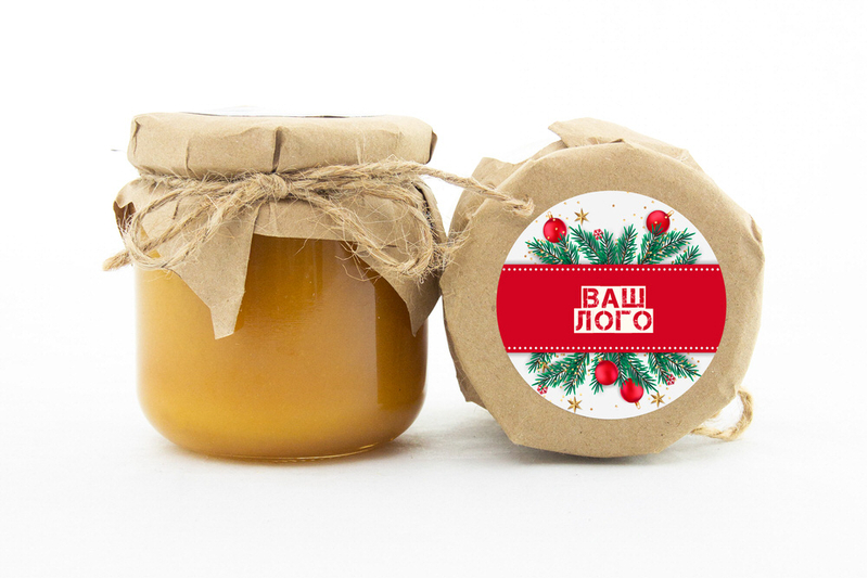 {[ru]:Новогодний корпоративный подарок арт: te32_023. Вид меда с вашим логотипом