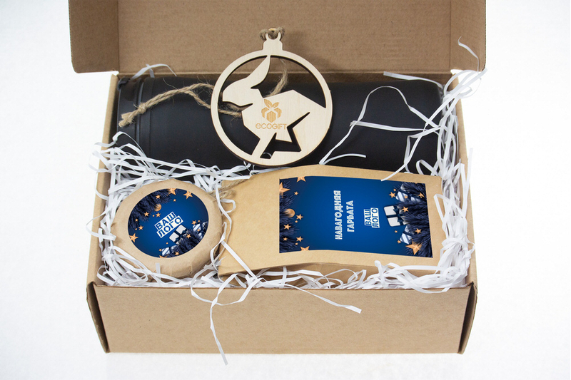 {[ru]:Корпоративный новогодний подарок с термокружкой, арт: te32_022. Вид внутри