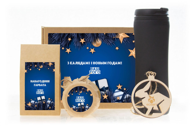 {[ru]:Корпоративный новогодний подарок с термокружкой и медом. Арт: te32_022
